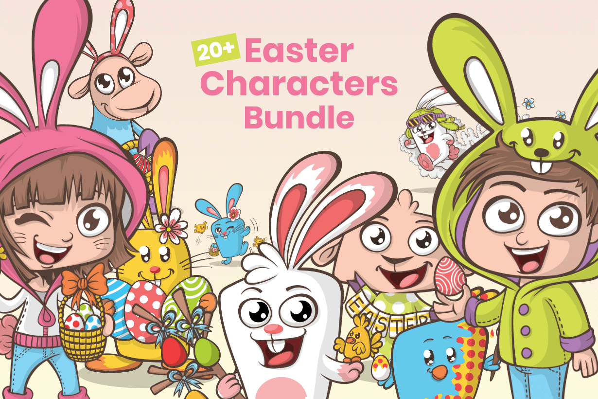 Easter Cartoon Characters Bundle